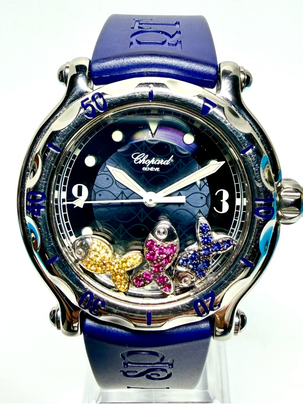 CHOPARD HAPPY SPORT Quartz 38mm Steel 3 Floating Fishes Watch